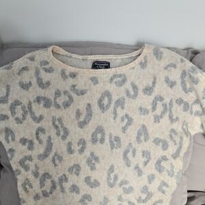 Abercrombie & Fitch Leopard Print Sweater in Cream and Gray